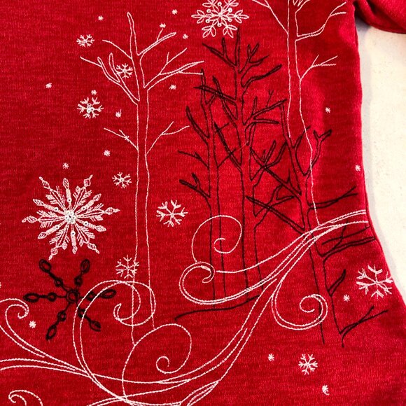 Christopher & Banks Women's Long sleeve shirt Winter theme Red size small - Picture 3 of 8